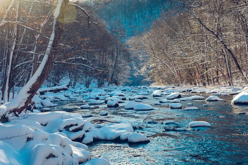 snow in river in New Jersey